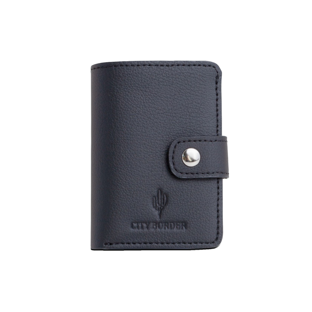 Der schwarze Cardholder mit Scheinfach Kaktusleder von City Border ist stilvoll und kompakt, ideal für unterwegs.