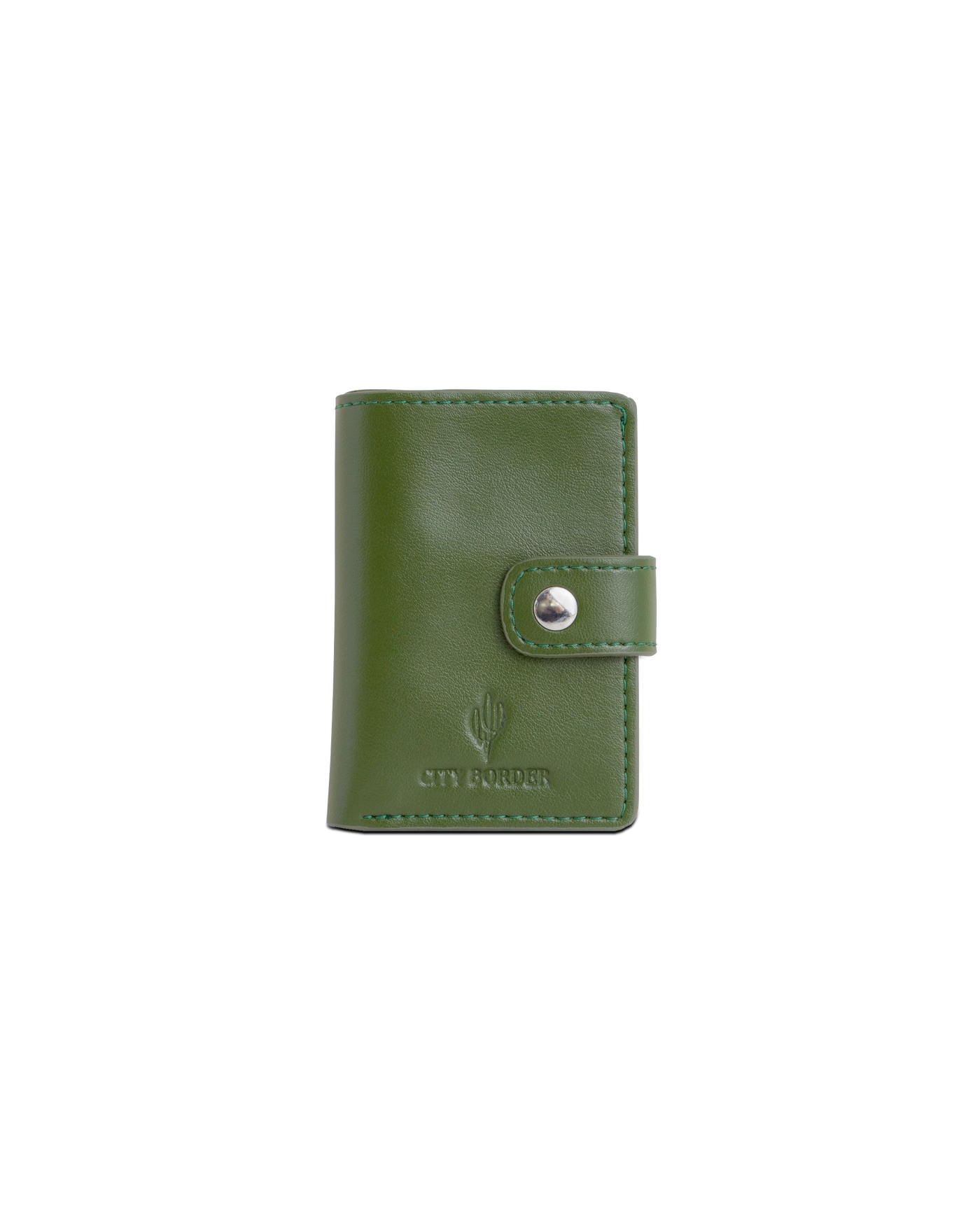 Der grüne Cardholder mit Scheinfach Kaktusleder von City Border bietet ein minimalistisches Design und ist perfekt für die moderne Geldverwaltung.