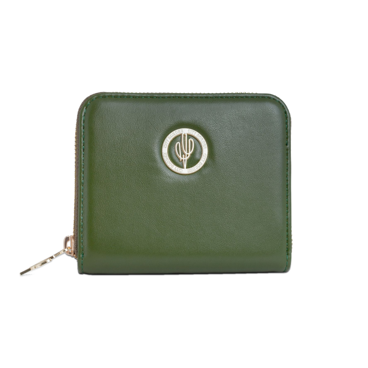 Elegantes Oya Portemonnaie in Grün aus 
Desserto Kaktusleder von City Border, ideal für jede Handtasche.