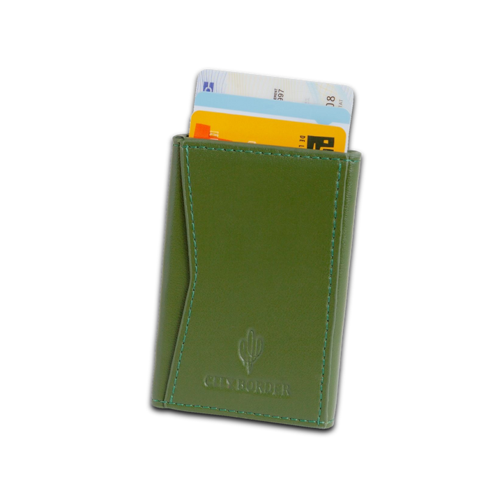 City Border Gantrisch Cardholder in Grün mit Karten für schnellen Zugang.