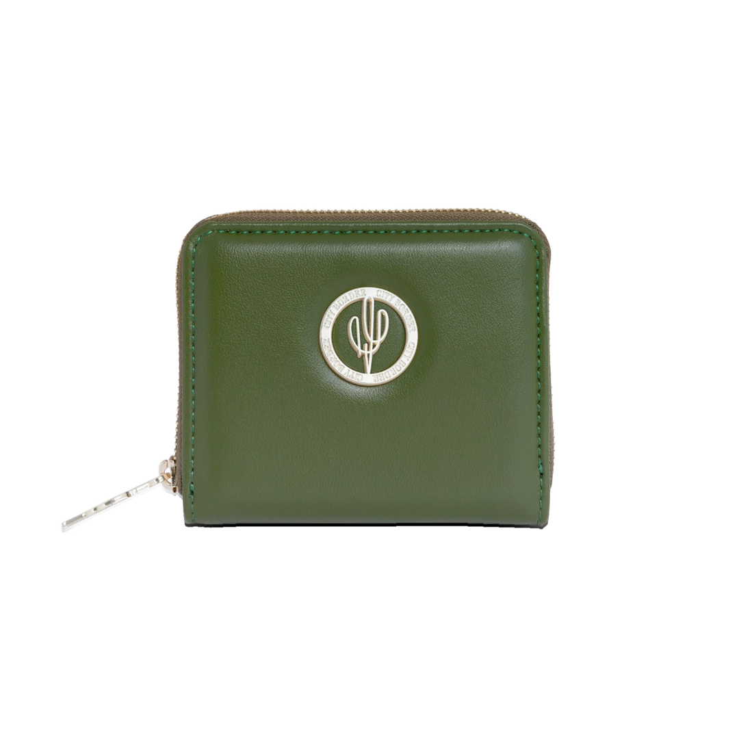 Stylisches Portemonnaie Minami aus Kaktusleder von City Border - Das grüne Portemonnaie aus Kaktusleder von Desserto präsentiert sich in einem modernen Look.