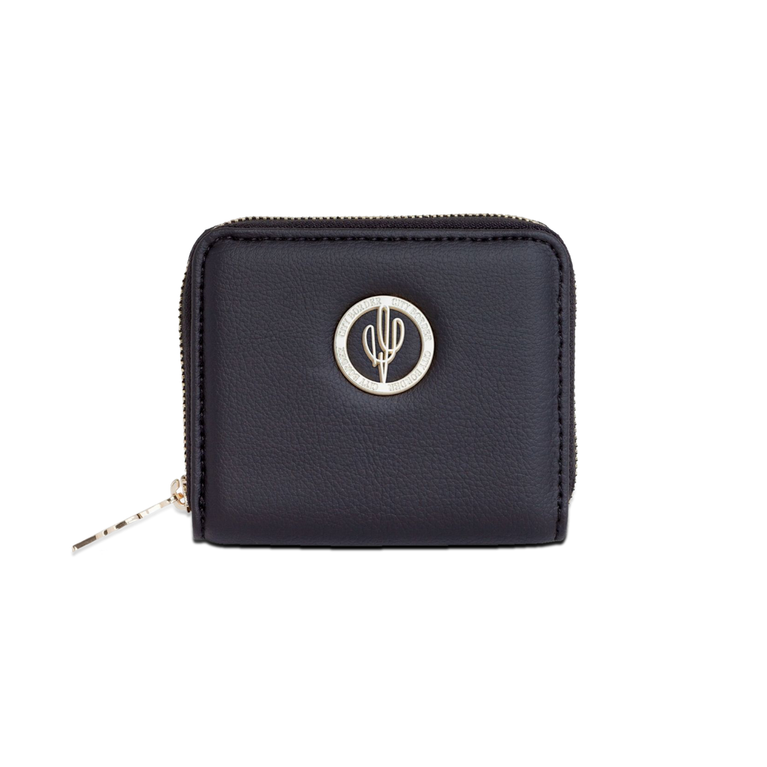 Stylisches PortemonnaieMinami  aus Kaktusleder von City Border - Das elegante schwarze Portemonnaie aus Kaktusleder von Desserto ist ideal für jedes Outfit.